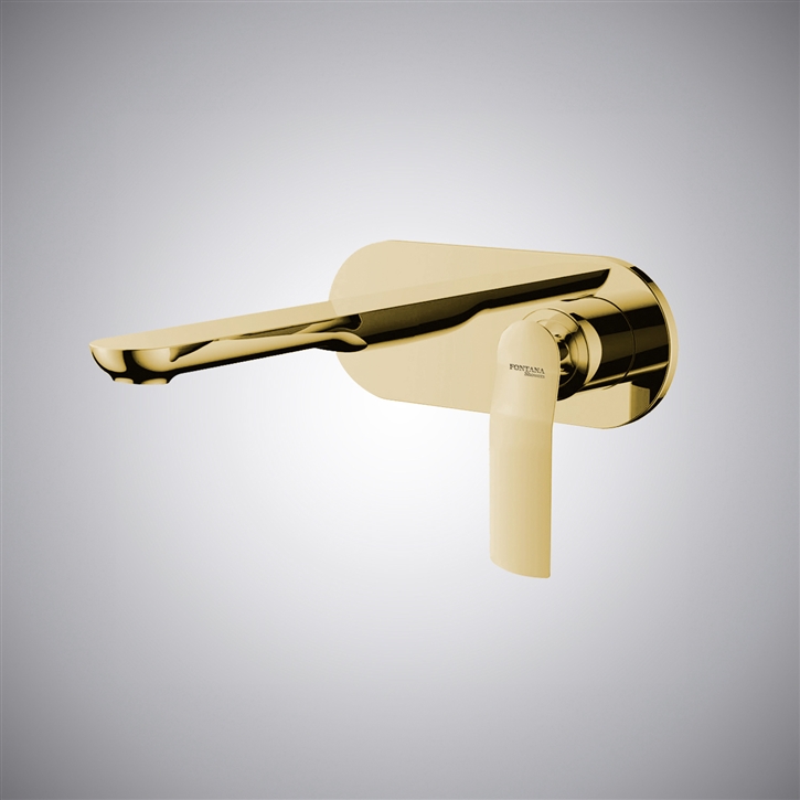 Fontana Paullo Brushed Gold Wall Mounted Bathroom Faucet